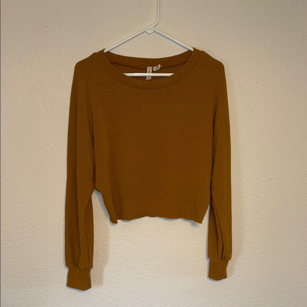 Sky and Sparrow Brown Cropped Long Sleeve Hoodie